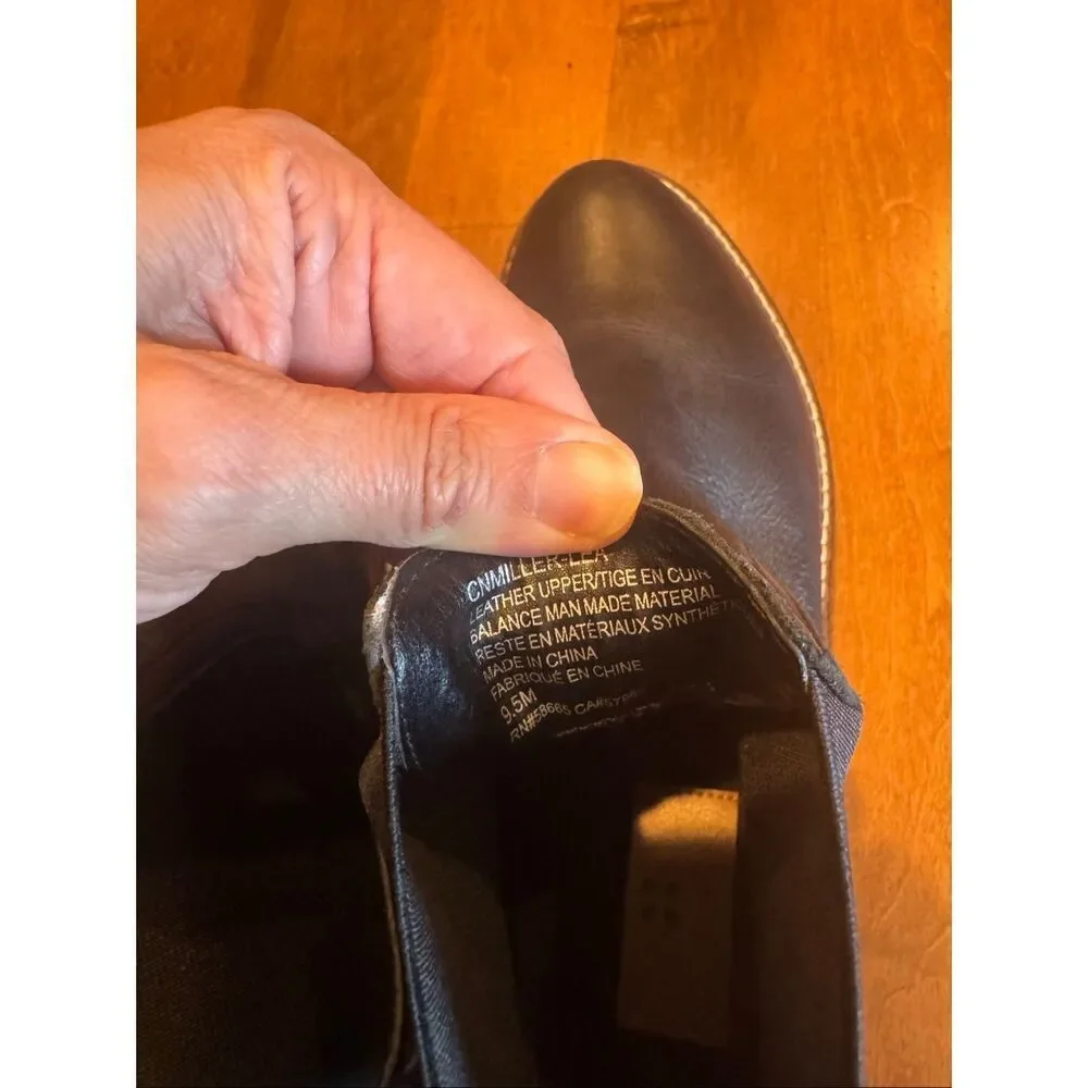 Caslon Womens Chelsea Boots Size 9.5 Black Leather Lug Sole Water Resistant Ankl